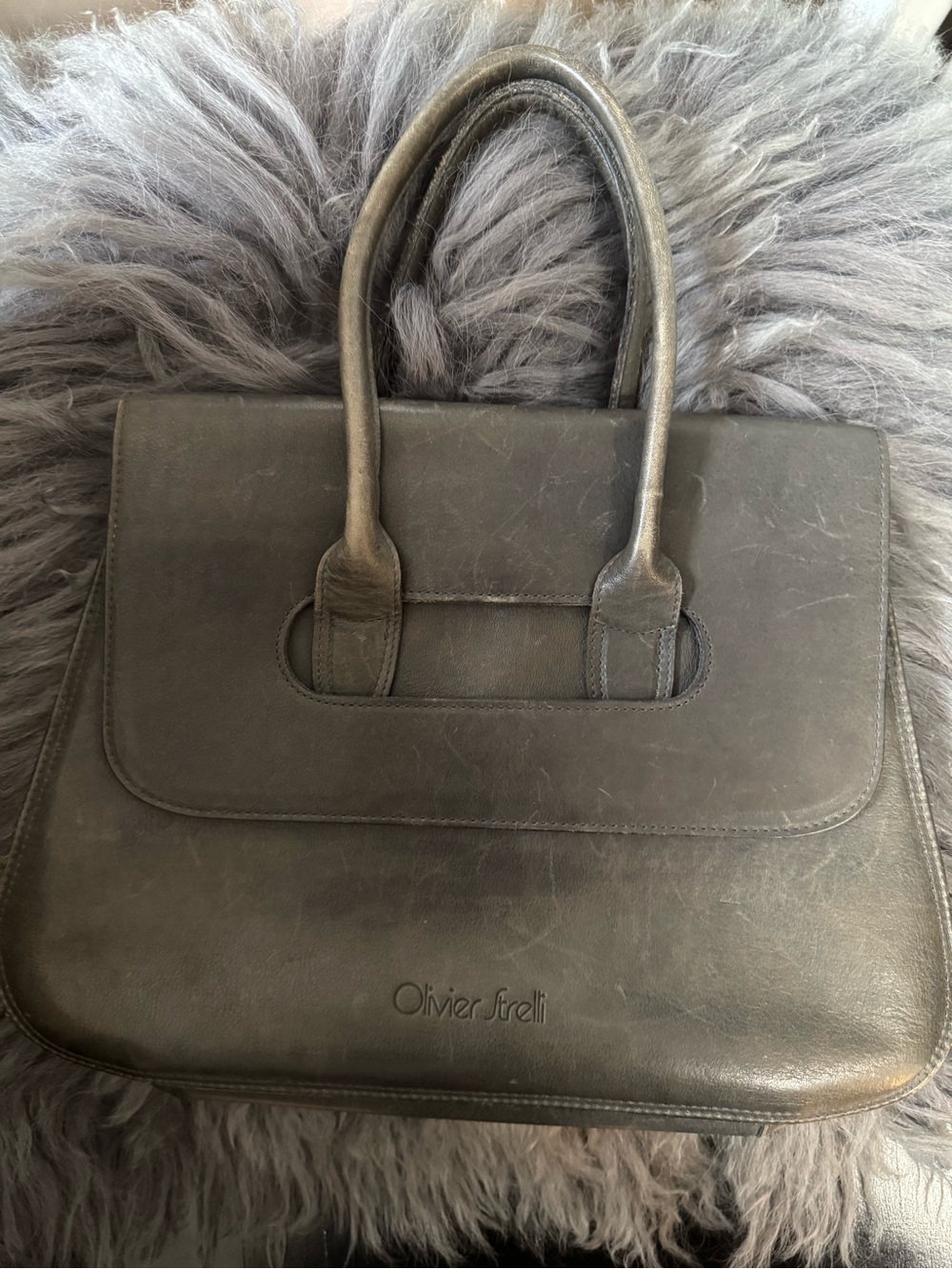 Olivier Strelli Women's Black Leather Top-Handle Bag